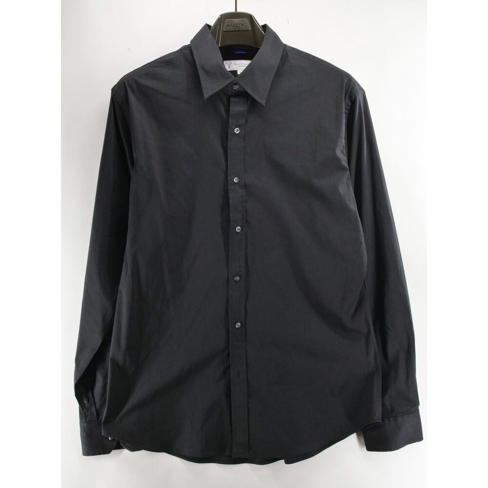 Teddy Stratford Shirt Mens 5 XL Black Cotton Blend Button Up Preppy Casual Zip
